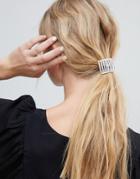 Asos Design Hair Cuff In Crystal - Silver