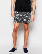 Asos Chino Shorts With Loud Print - Black