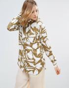 Ganni Wilson Leaf Print Shirt - Brown