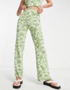 Damson Madder Floral Knit Pants In Green - Part Of A Set