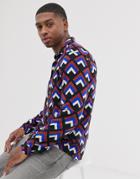 Asos Design Regular Fit Shirt In Retro Geometric Print