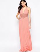 Forever Unique Caris Maxi Dress With Beaded Waistband - Peach