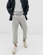 Asos White Tapered Cropped Pants In Putty Heavyweight Fabric-beige