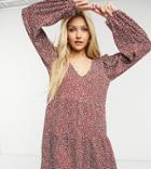 Stradivarius V-neck Smock Dress In Dot Print-multi