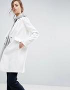 Asos Slim Coat With Pocket Detail In Crepe - White