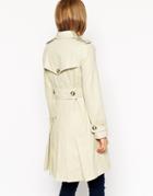 Asos Trench With Pleat Back And Vintage Detail - Stone