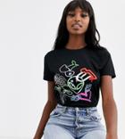 Asos Design Tall T-shirt With Neon Glow Collage Motif In Organic Cotton-black