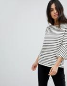 Y.a.s Stripe Top With Flare Sleeve - White