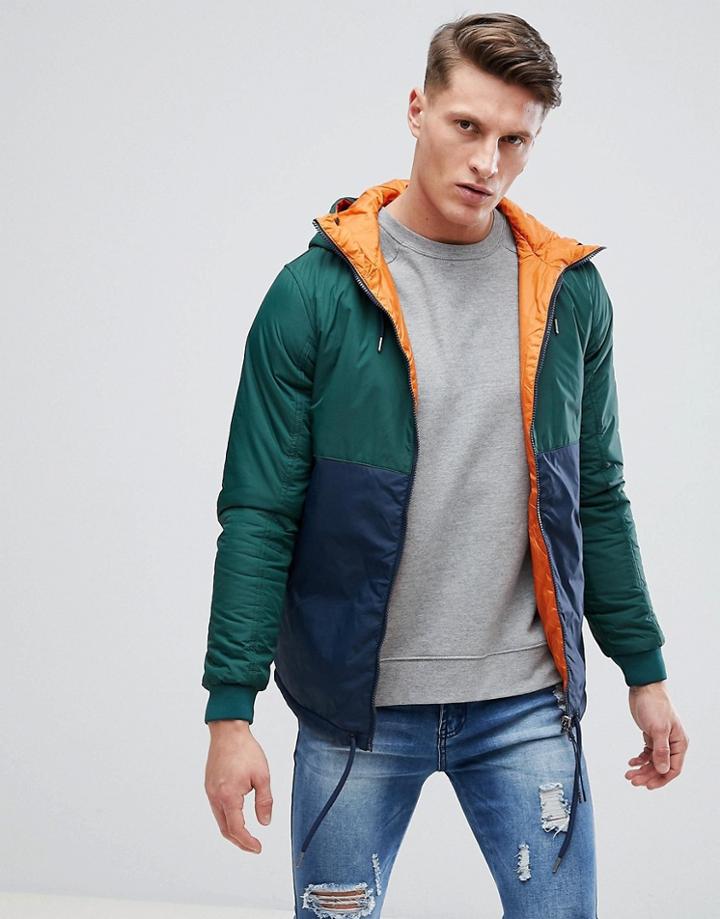 Pull & Bear Color Block Jacket In Navy - Navy