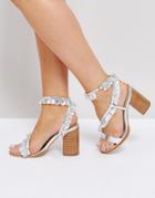 Asos Twirl Ruffle Sandals - Silver
