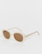 Quay Australia Round Eye Lulu Sunglasses In Cream - Cream