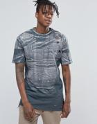 Hand Of God Distressed T-shirt With Asymetrical Hem - Gray