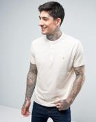 Farah Weddell Henley T-shirt Linen Regular Fit In Chalk Marl - Gray