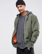 Asos Bomber Jacket In Oversized Fit With Ma1 Pocket With Jersey Hood I