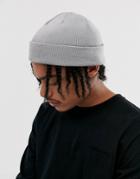 Asos Design Fisherman Beanie In Ice Gray