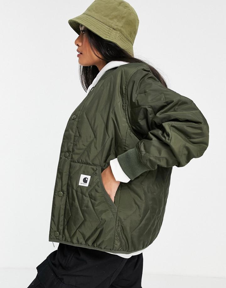 Carhartt Wip Relaxed Liner Jacket In Quilted Khaki-green