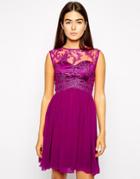 Little Mistress Skater Dress With Vintage Lace Bodice - Red