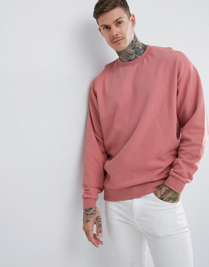 Asos Design Oversized Sweatshirt In Pink - Pink