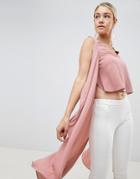 Parallel Lines Draped High Low Blouse - Pink