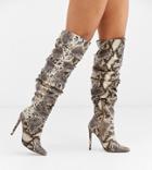 Asos Design Wide Fit Carlotta Slouch Stiletto Knee Boot In Snake