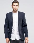 Asos Skinny Blazer In Navy - Navy