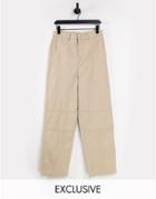 Collusion Unisex 90s Fit Pants With Seam Detail In Stone-neutral