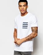 Asos T-shirt With Jacquard Aztec Pocket In White - White