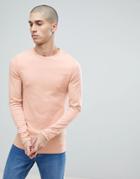 Asos Muscle Fit T-shirt With Long Sleeves In Beige - Pink