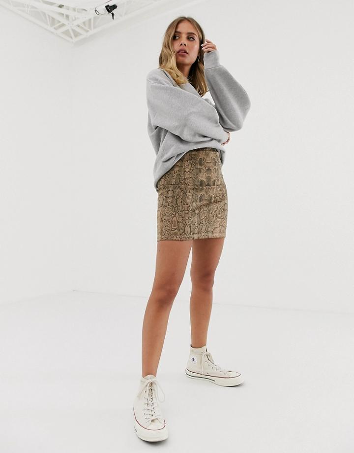 Pieces Snake Print Mini Skirt-multi