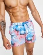 River Island Abstract Tie Dye Shorts In Blue-multi