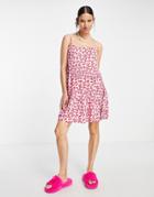 Urban Threads Tiered Swing Dress In Heart Print-multi