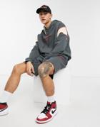 Asos Design Set Oversized Jersey Shorts With Chicago Retro Print-grey
