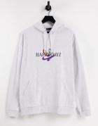 Asos Design Oversized Hoodie In Gray With Spray Paint Prints-grey