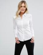 Asos Fuller Bust Long Sleeve Shirt In Stretch Cotton - White