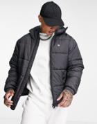 Adidas Originals Three Stripe Padded Jacket With Hood In Black