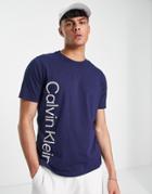 Calvin Klein Performance Vertical Logo T-shirt In Navy