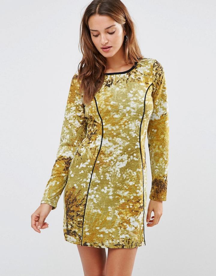 Lavand Abstract Print Dress - Green