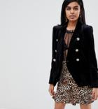 River Island Petite Double Breasted Blazer In Black - Black