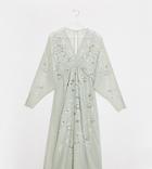 Asos Design Maternity Floral Embroidered Batwing Midi Dress In Mint-green
