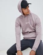 Boohooman Hoodie With Man Text In Stone - Stone