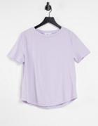 Mango Organic Cotton Crew Neck T-shirt In Lilac-purple