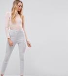 Asos Tall High Waist Pants In Skinny Fit - Silver