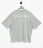 Collusion Oversized Logo T-shirt In Gray-green
