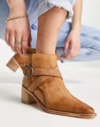 Free People Back Loop Ankle Boots With Cross Straps And Buckle In Tan-brown