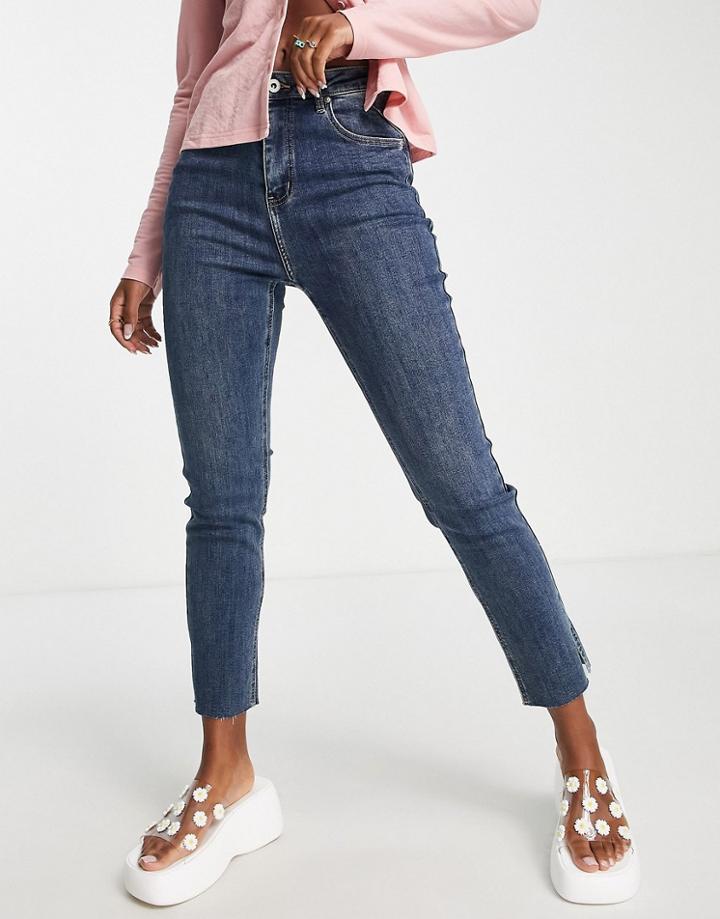 Urban Revivo Mom Jeans In Dark Blue