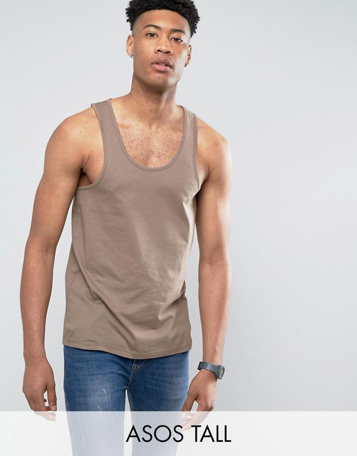 Asos Tall Tank In Brown - Brown