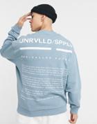Asos Unrvlld Spply Oversized Sweatshirt In Sage Green With Chest Logo