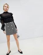 Asos Design Double Breasted Mini Skirt In Stripe - Multi