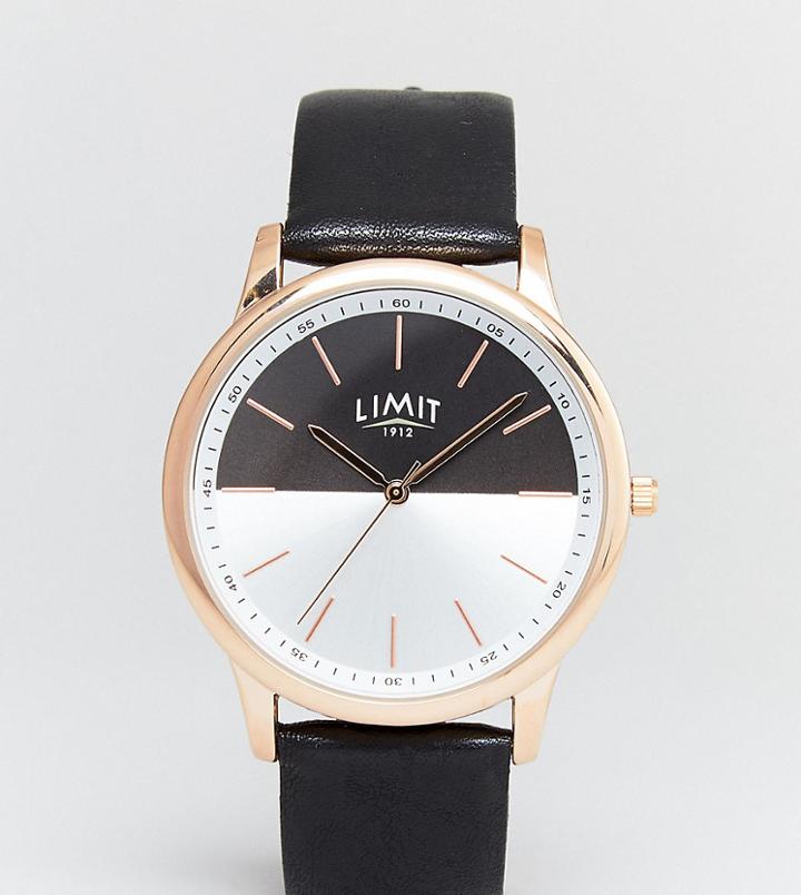 Limit Two Tone Leather Watch In Black Exclusive To Asos - Black