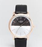 Limit Two Tone Leather Watch In Black Exclusive To Asos - Black